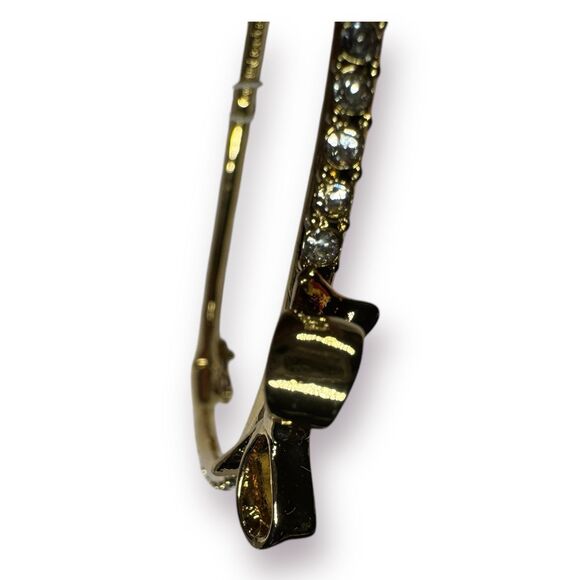 Kate Spade Crystal Embellished Love Notes Mini Bow Bracelet Gold tone w/ Box New - Picture 9 of 11